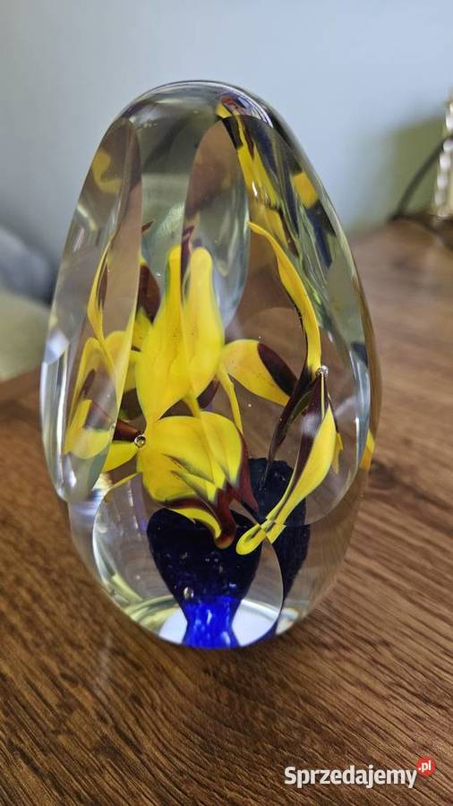 Kula Przycisk Szklany 9 x Szlif 3 Kwiaty