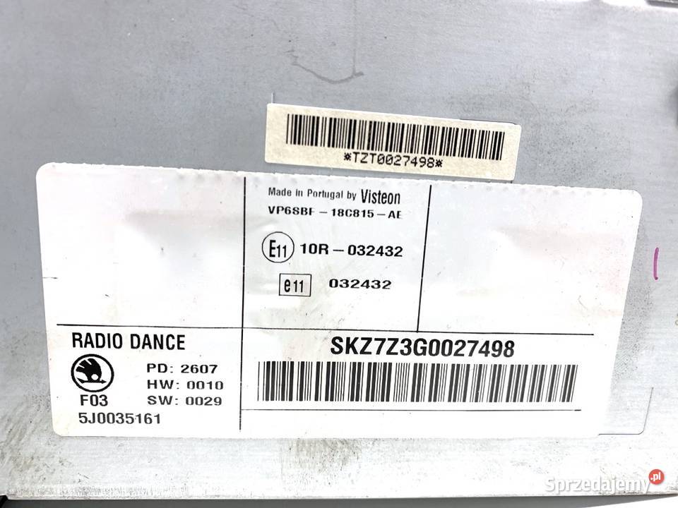 RADIO SKODA ROOMSTER 5J0035161 0615 ODTWARZACZ sprzedam