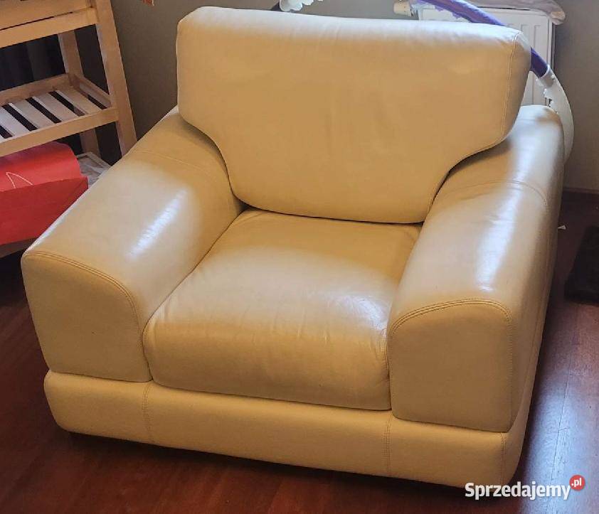 Zestaw 2 fotele i rozkładana sofa ze skóry Windorp