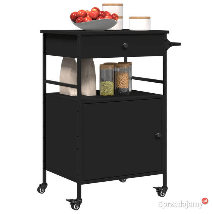 Wózek kuchenny czarny 56x43x895 materiał