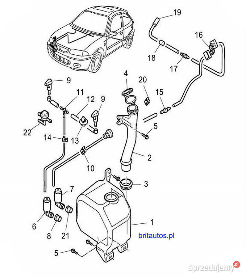 ZBIORNICZEK SPRYSKIWACZY WASHER BOTTLE DMB102680 osobowe wielkopolskie Poznań