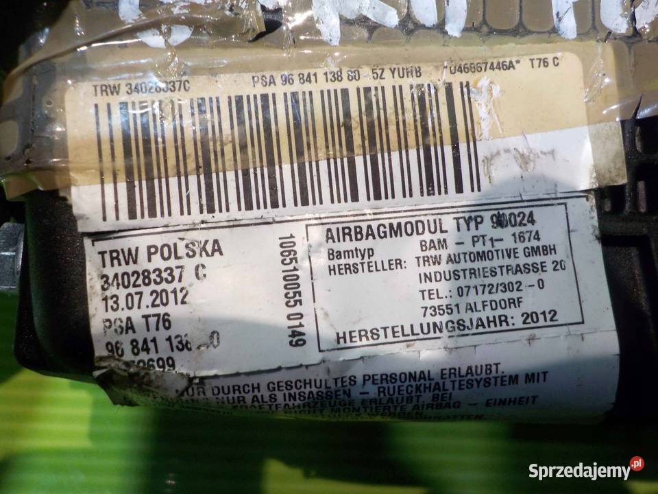 PEUGEOT 308 I CC LIFT 12r AIRBAG poduszka fotela Suków