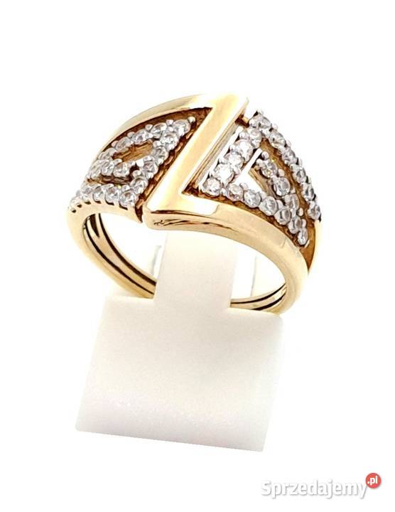 Pierścionek r135 Złoty pr333 Modern z licznymi Poznań