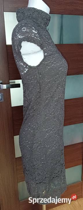 Koronkowa sukienka półgolf mini krótki rękaw podkarpackie