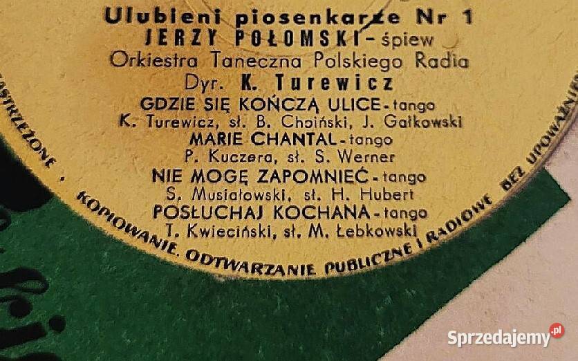 Ulubieni piosenkarze 1 J Połomski M Koterbska płyta winylowa Chełmno
