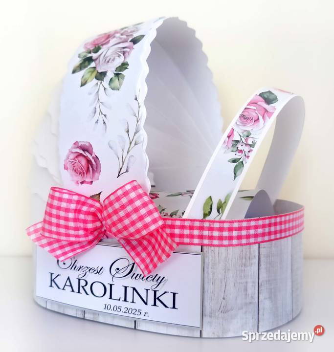 Kartka z pudełkiem na Chrzest Personalizowane podkarpackie Połomia