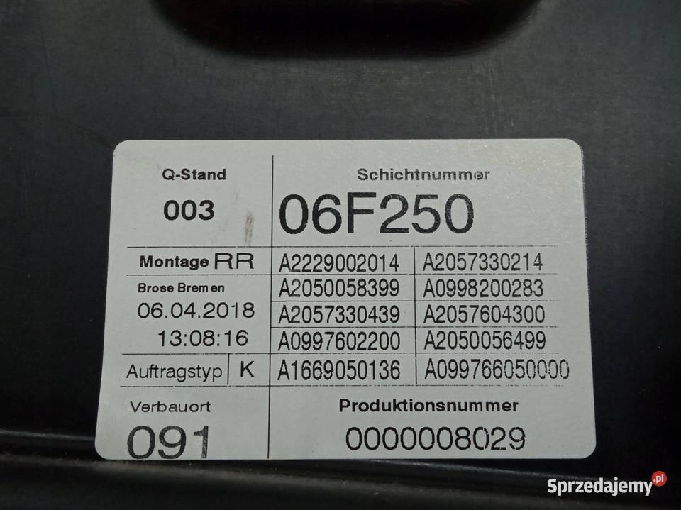 MECHANIZM SZYBY PRAWY TYŁ KOMBI MercedesBenz