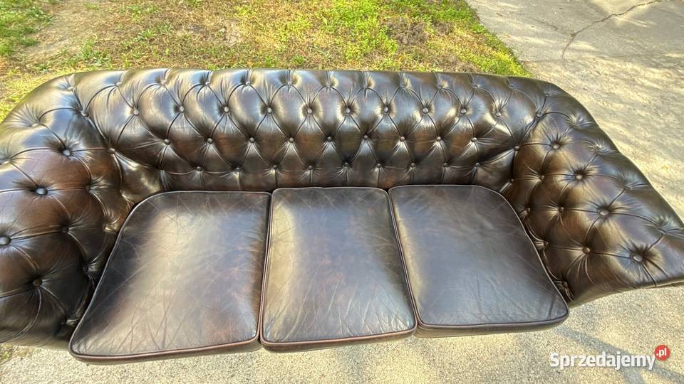Kanapa Chesterfield skórzana 3osobowa brązowa Warszawa sprzedam