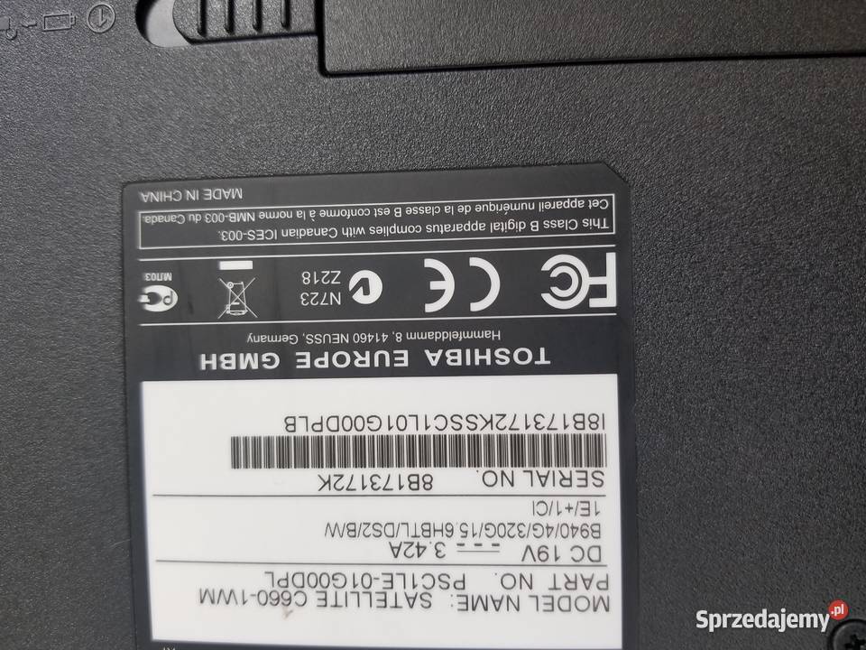 Laptop Toshiba Satellite C660 4 GB 320 GB Rymanów sprzedam