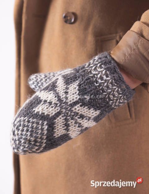 Jednopalczaste grube rękawiczki wełniane gwiazdy Uniseks sprzedam