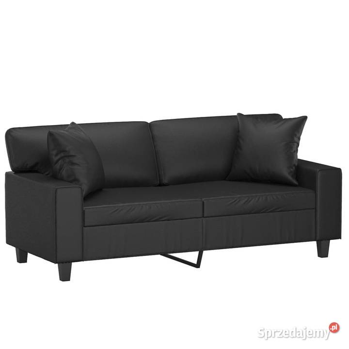 2osobowa sofa z poduszkami czarna 140 sztuczna mazowieckie Warszawa