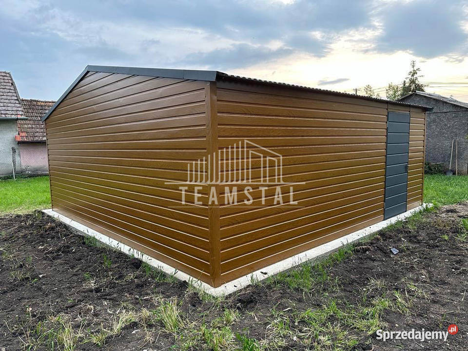 GARAŻ BLASZANY 6m x 6m dwuspad 2x Brama drzwi 2x pomorskie Malbork