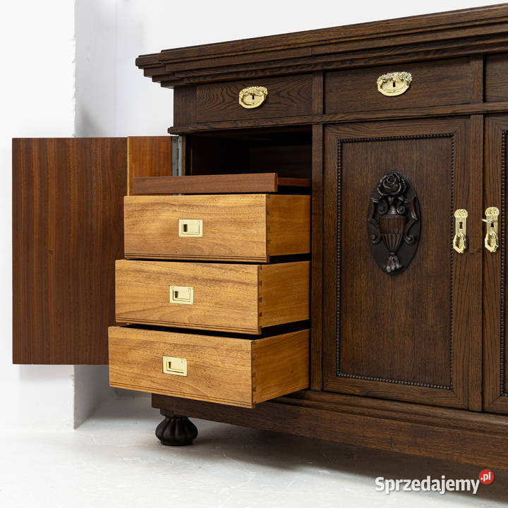 Duża Komoda Stylowa Bufet Czterodrzwiowy Antyk