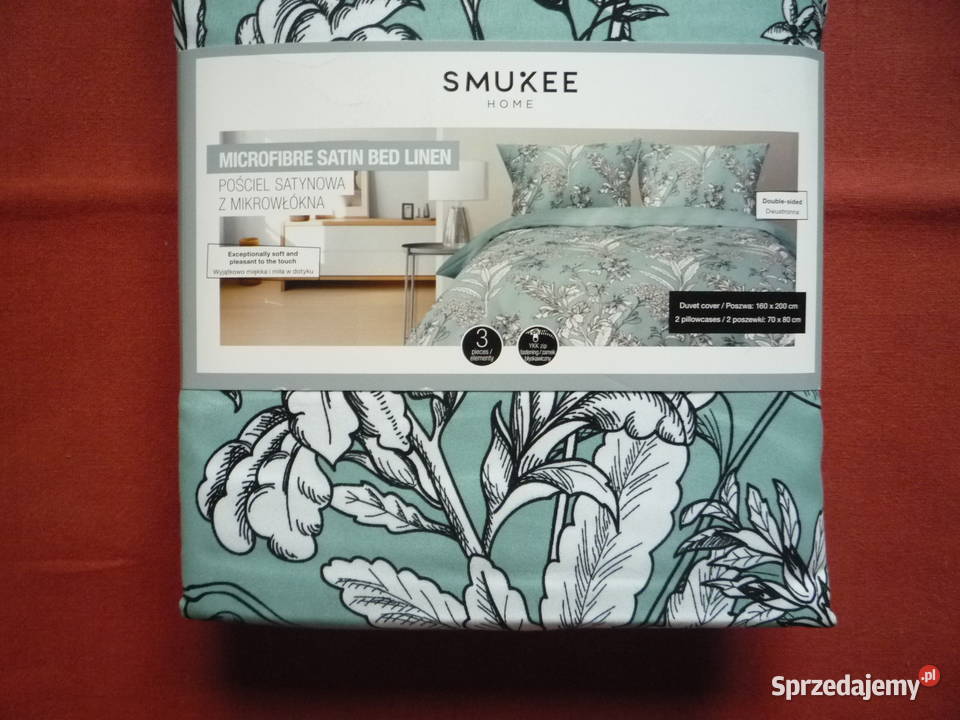 Smukee nowa zielona pościel satynowa mikrowłókno Szczecin