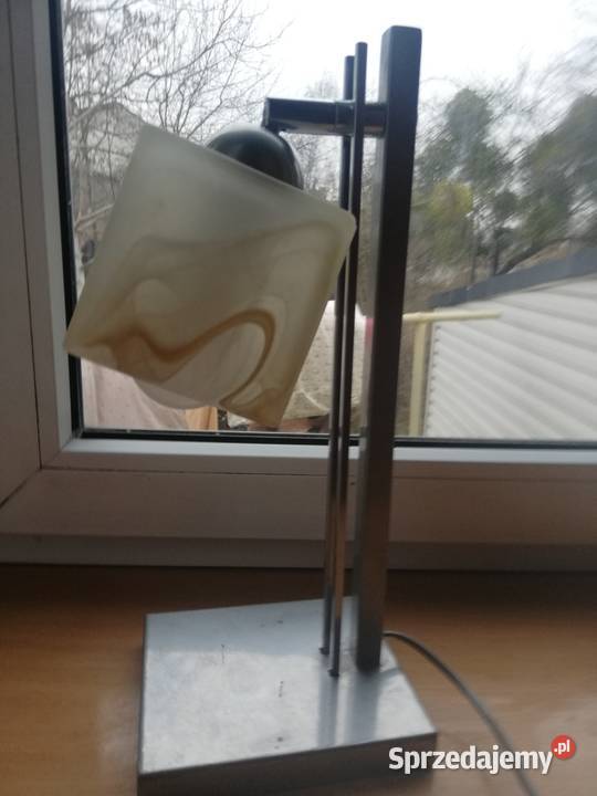 Lampa metalowa szklany abażur masywna Lampki biurkowe łódzkie Koluszki