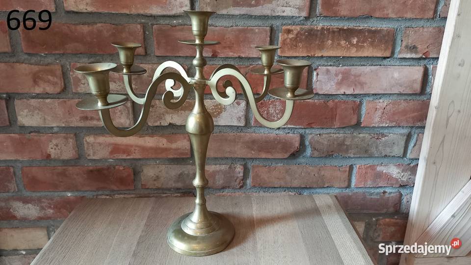 Świecznik mosiężny pięcioramienny Kandelabr 40 Gawroniec sprzedam