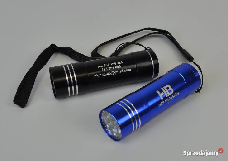 Latarka LED niebieska z logo grawer 50 podkarpackie Leżajsk