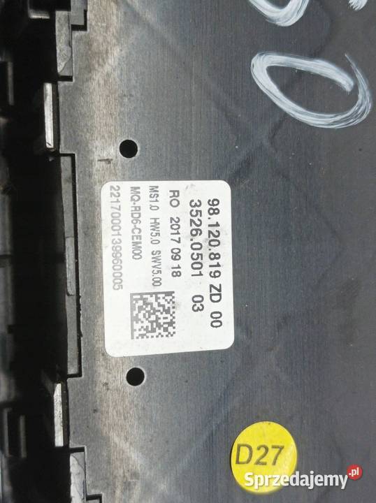 KRATKI NAWIEWU ŚRODKOWA PANEL RADIA 98120819ZD