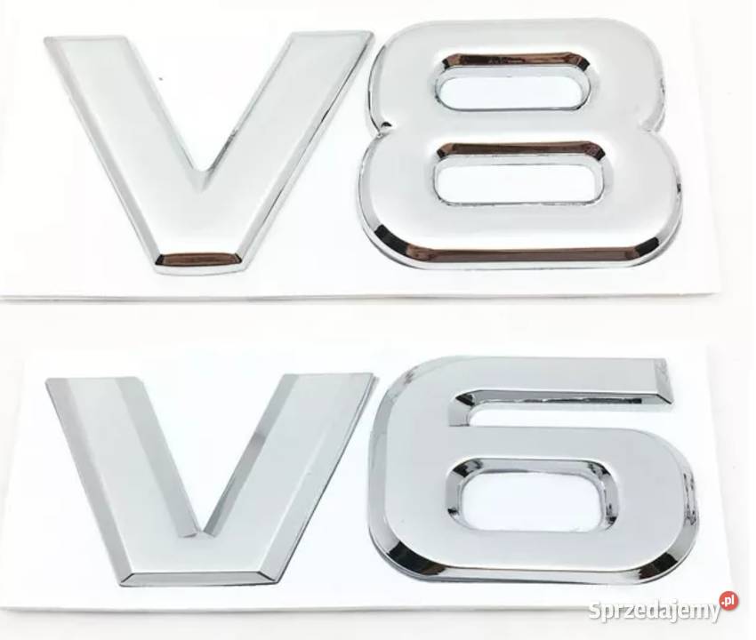 NOWY klejany srebrny znaczek V6 V8 emblemat logo Zamość