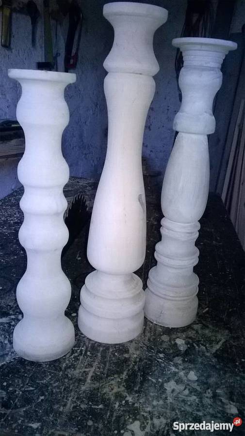 Świecznik drewniany ręcznie toczony rękodzieło odcienie szarości Wieluń