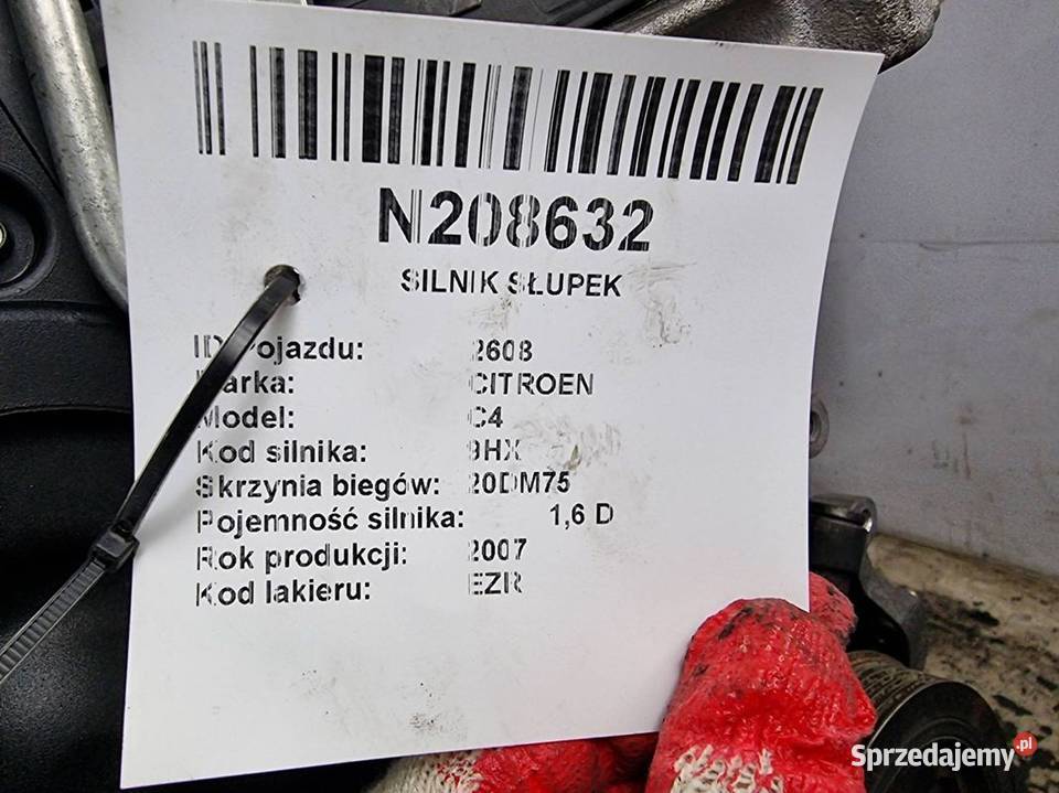 SILNIK SŁUPEK CITROEN C4 9HX Lipno