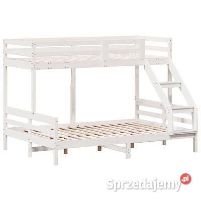 Łóżko piętrowe 80x200140x200 białe lite drewno