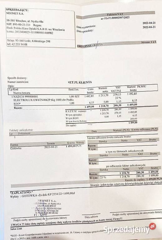 Ładowana góry pralka Electrolux SensiCare 600 łódzkie Łódź