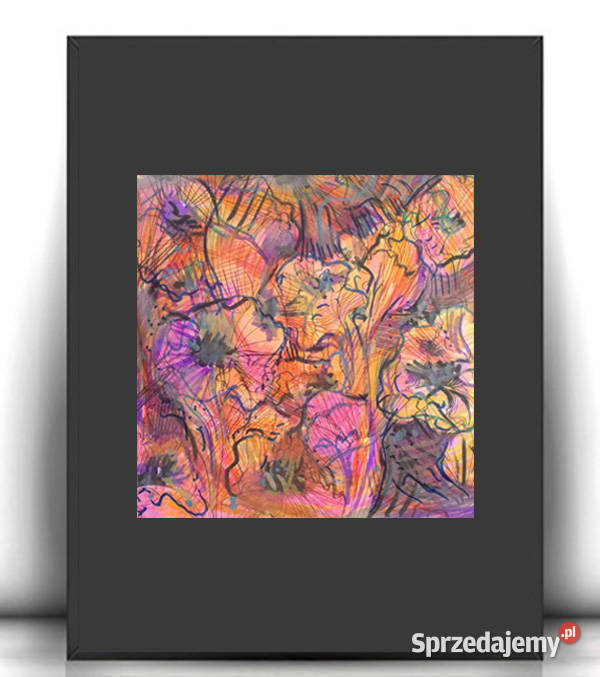 boho rysunek A4 łąka obrazek 21x30 mały rysunek Dekoracje i ozdoby Wyposażenie wnętrz Łódź sprzedam