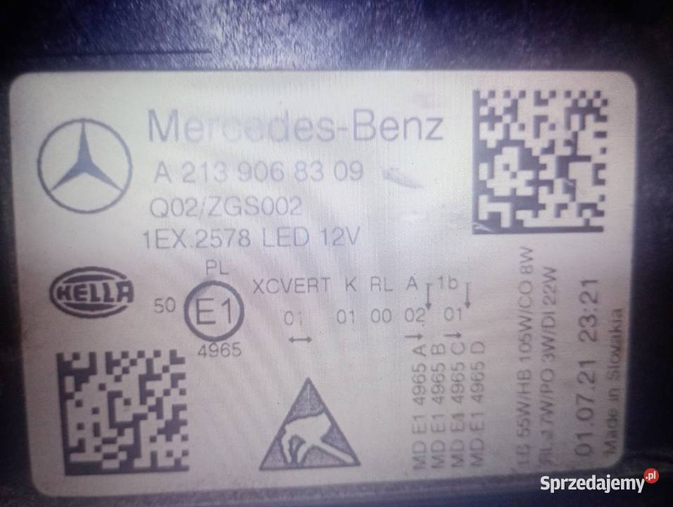 MercedesBenz Eklasa W213w238 lampa przednia lewa Poznań