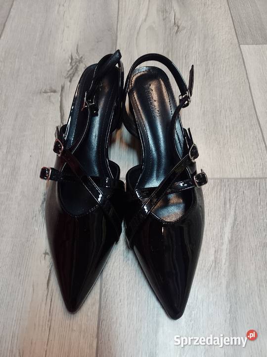 40 Czarne czółenka wieczorowe z odkrytą piętą Kraków