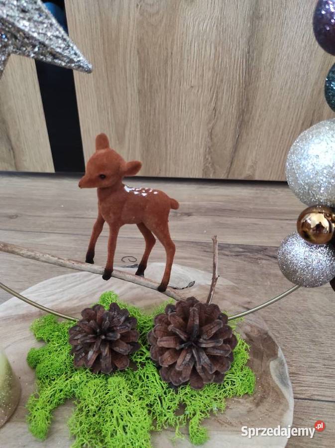 Stroik świąteczny sarenka na gałązce brązowy Oleśnica