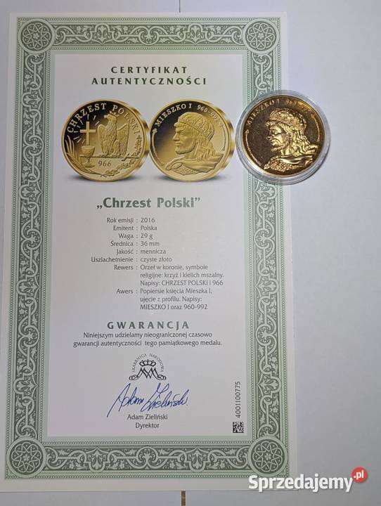 Medal Chrzest Polski 966 Mieszko I Skarbnica Piła
