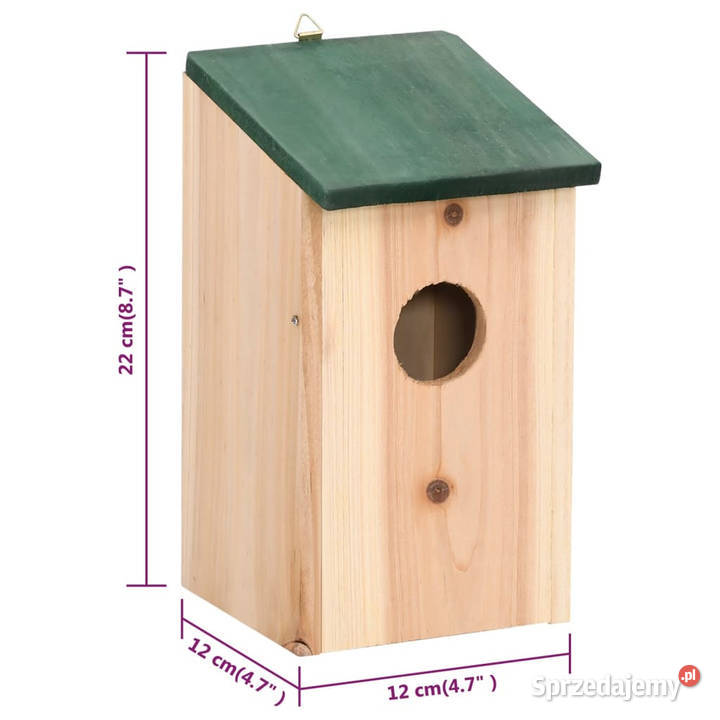 Domki ptaków 4 drewniane 12 x 12 x 22 WM41012 sprzedam