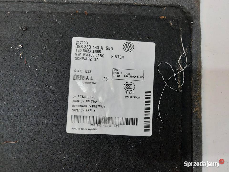 VW Arteon 3G8 2018r WYKŁADZINA PODŁOGA BAGAŻNIKA