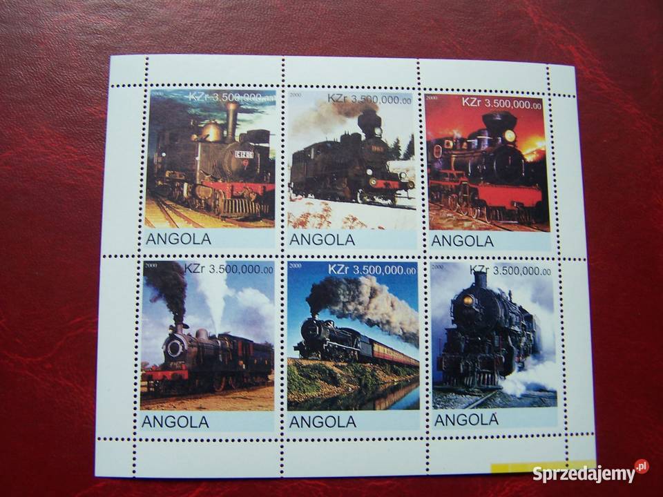 Angola 2000 MNH Pociągi Stare Parowozy 3 śląskie