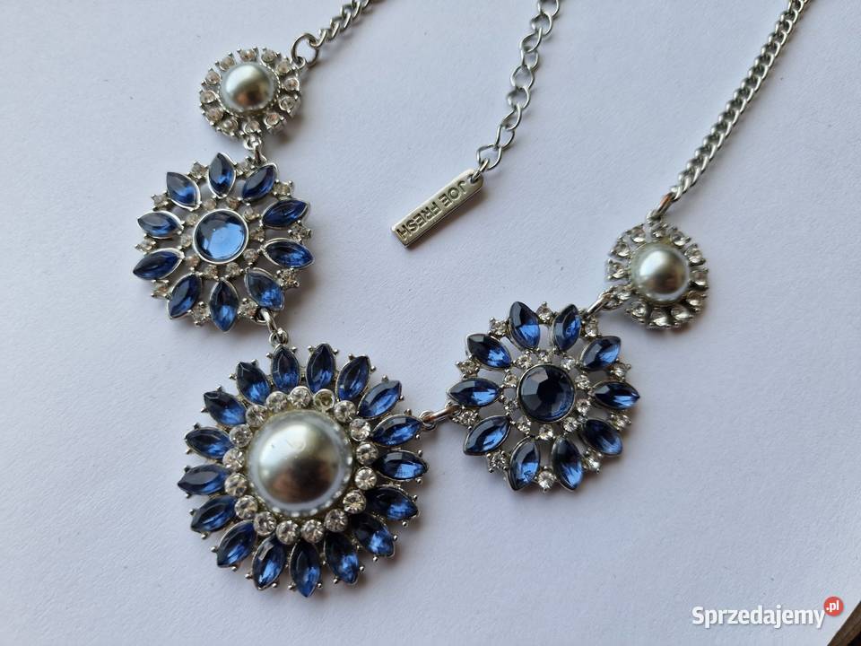 AUTORSKI NASZYJNIK VINTAGE SYNTETYCZNE SZAFIRY Częstochowa