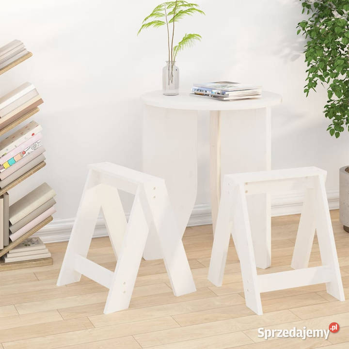 Stołki 2 białe 40x40x45 lite drewno sosnowe Warszawa