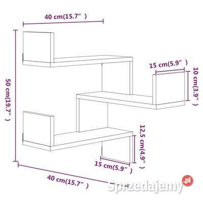 vidaXL Ścienne półki narożne 2 szary dąb sonoma mazowieckie