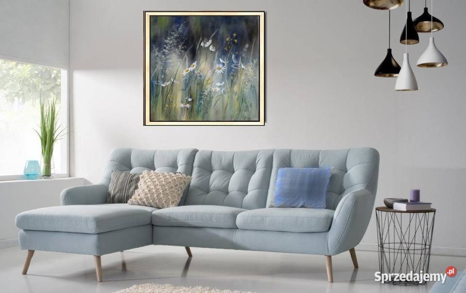 Łąka Kwiaty ręcznie malowany olejny L Olbrycht Nowy Sącz