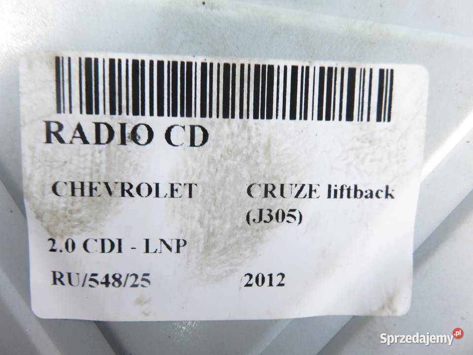 RADIO CHEVROLET CRUZE 95485438 22773672