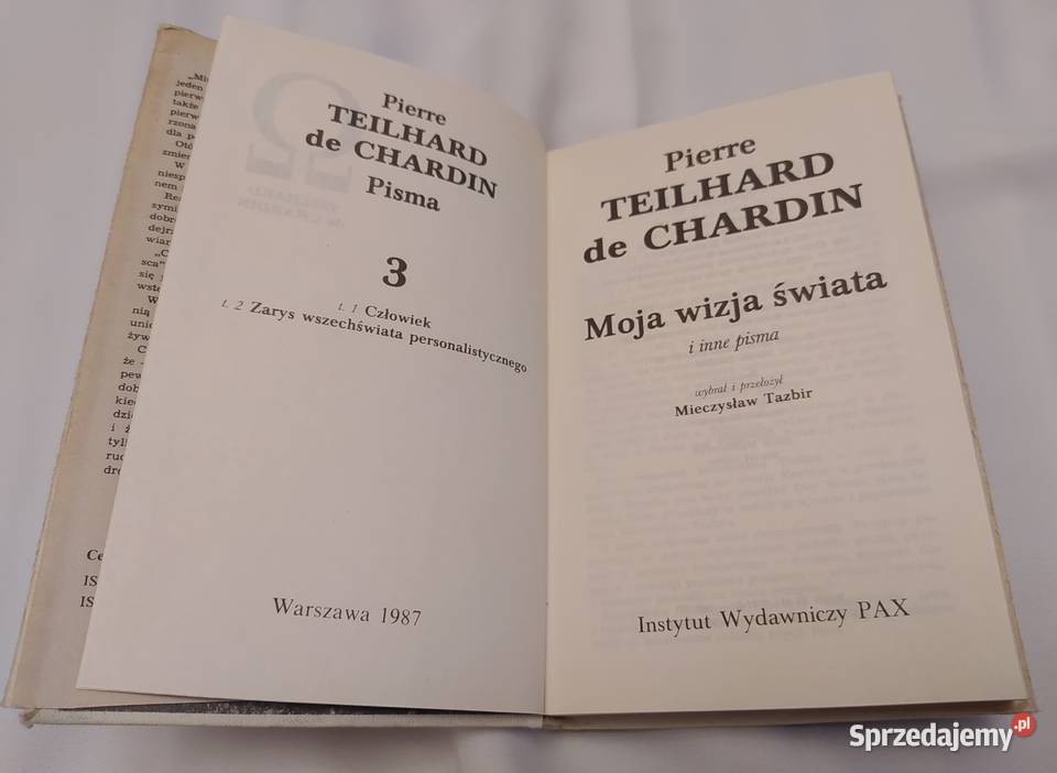 MOJA WIZJA ŚWIATA Pierre Teilhard de Chardin Hajnówka