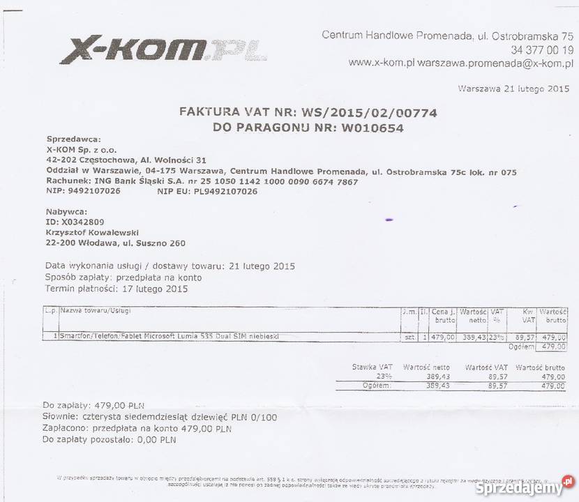 Microsoft Lumia 535 niebieski dualSIM Ekran dotykowy mazowieckie Warszawa