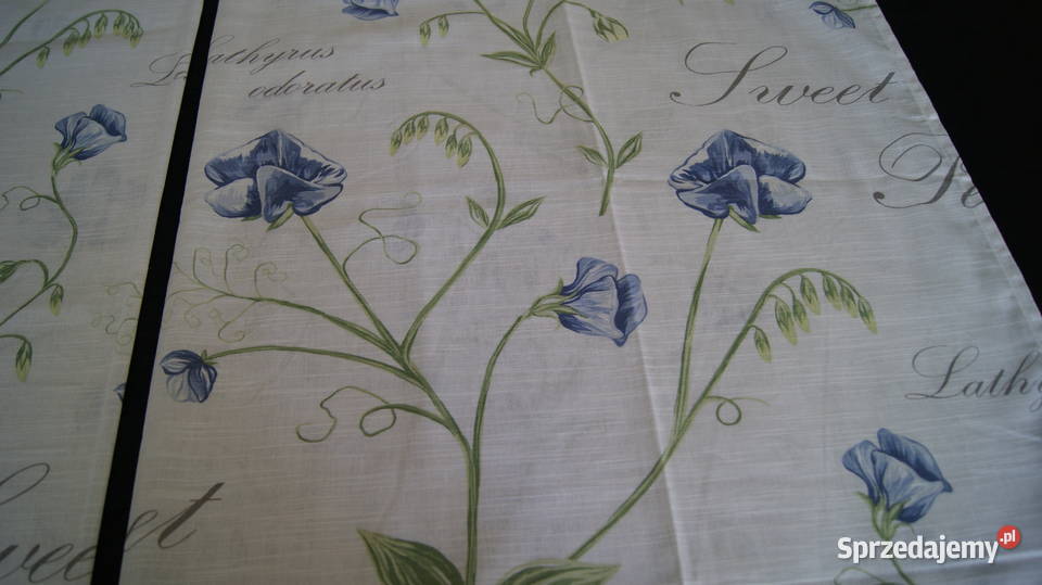 Zasłony SHABBY CHIC napisy kwiaty przelotki 2kpl Dobroszyce
