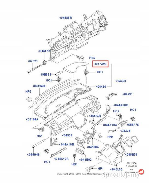 PLASTIK OSŁONA KONSOLI LEWA FORD FOCUS 0408 zASO lubelskie