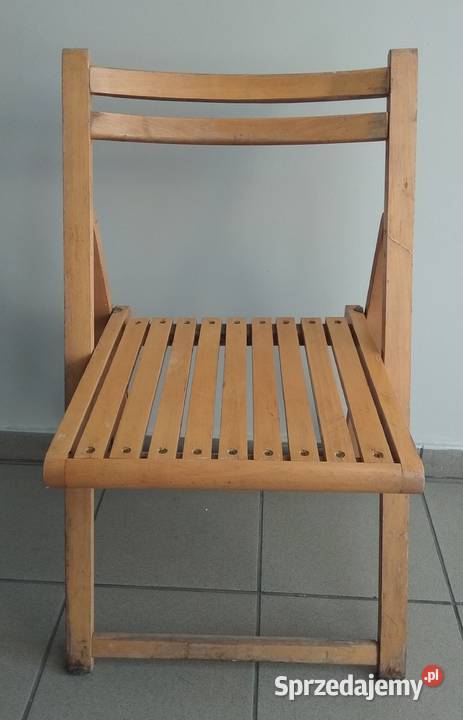 Trzy używane składane krzesła drewniane z Kraków sprzedam
