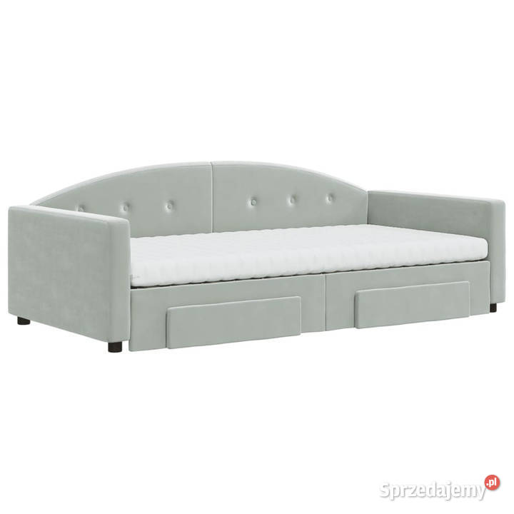 Sofa rozsuwana z szufladami jasnoszara aksamit Warszawa