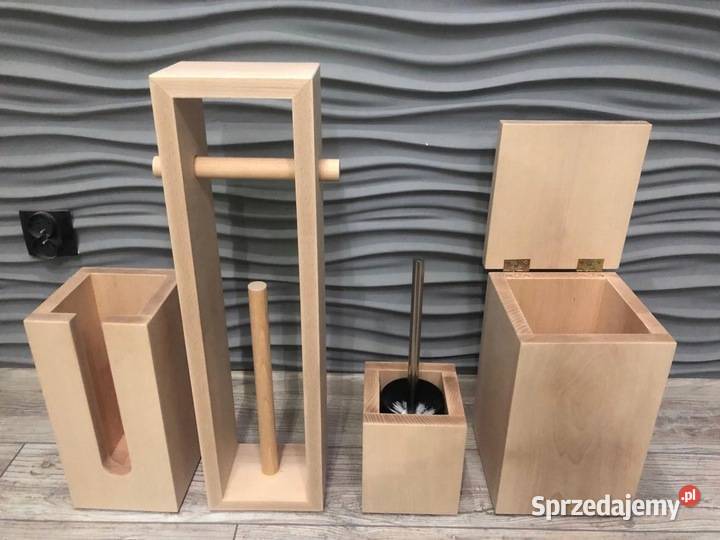 Stojak drewniany naturalny na papier toaletowy wielokolorowy Dębica