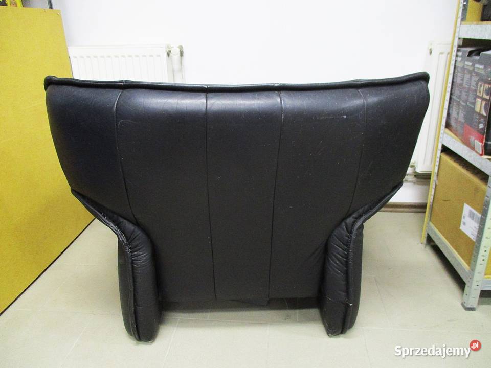 Stary Fotel Czarna Skóra Nieporęt