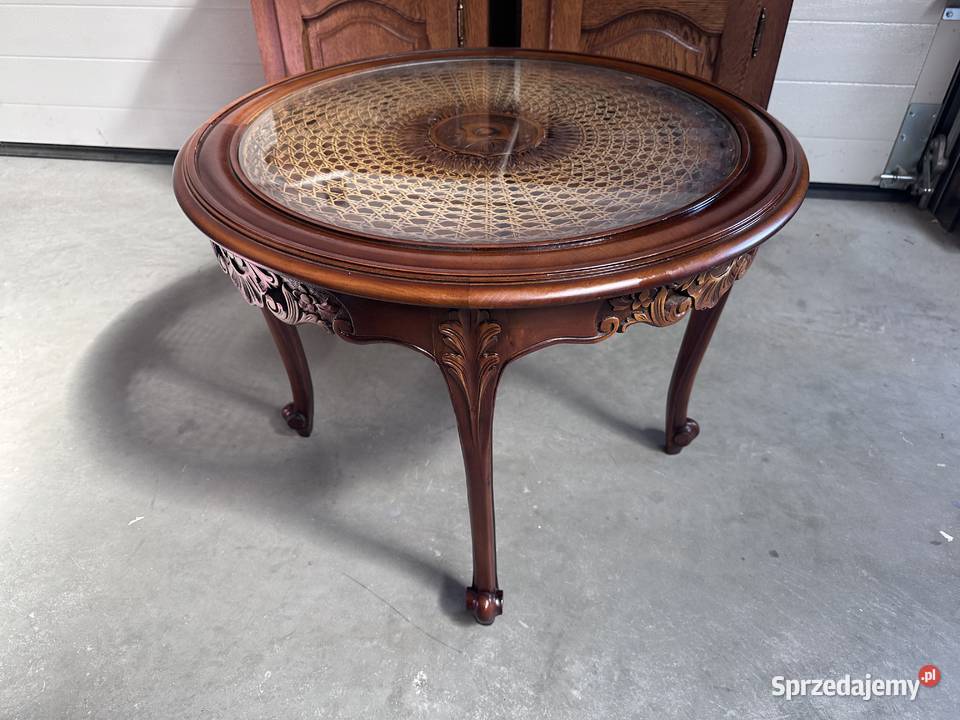 Drewniany stolik ława w stylu ludwikowskim Sławoszewek