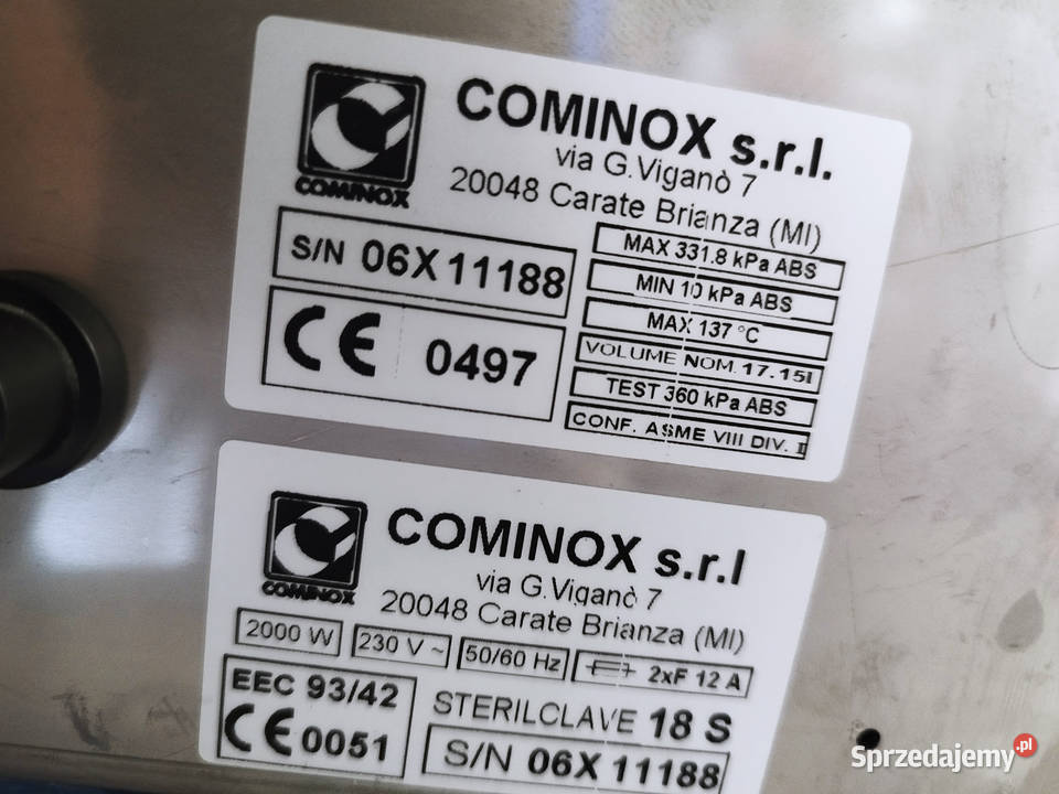 Autoklaw sterylizator Cominox Sterilclave 18 B Strzyżew